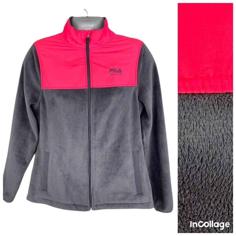 ✅ Fila Sport Full Zip Fleece Grey pink active jacket size S